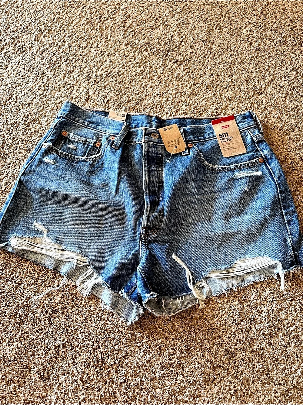 Levi's 501 Denim Jean Shorts Blue Waist 34 NWT